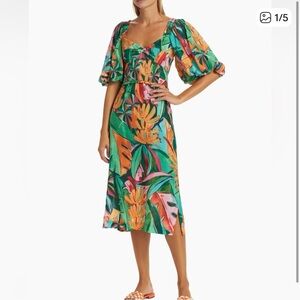 FARM Rio Banana Foliage Midi Dress